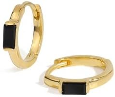 Black Onyx 14k Gold Vermeil Over Sterling Silver Hoop Earrings for Women - Elegant and Empowering Contemporary Design