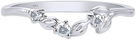 14k Rose Gold-plated Sterling Silver Leaf-Design Moissanite Diamond Wedding Ring for Women by SAVEARTH DIAMONDS