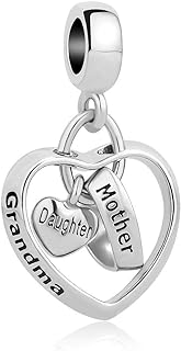 CaJoYo Mother Daughter Grandma Love Heart Charm Infinity Birthstone Dangle Bead for Bracelet