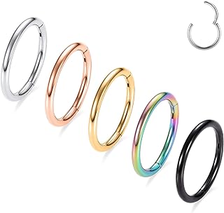 AROWRO 20G 18G 16G 14G 12G 10G 316L Surgical Steel Hinged Segment Ring Hoop Nose Septum Clicker Helix Daith Rook Conch Tragus Piercing Jewelry Cartilage Earring Piercing Jewelry