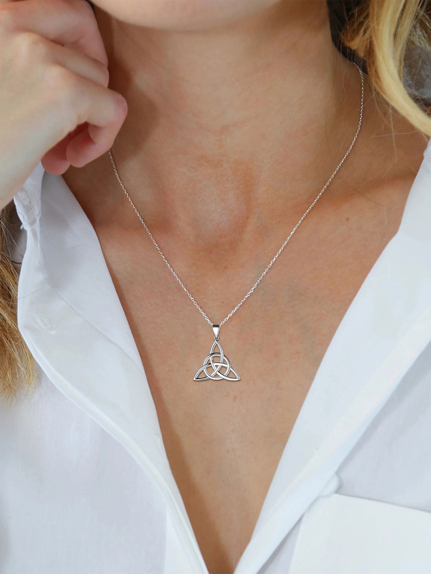 ChicSilver 925 Sterling Silver Good Luck Irish Celtic Knot Necklaces Vintage Triangle/Cross/Round Pendant Necklaces Gift for Women (with Gift Box)