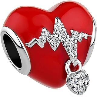 Nurse Charm Bracelet with Copper Heart ECG Bead Chain - Perfect Gift for Women and Girls