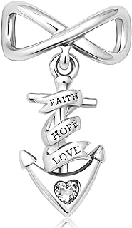ZakiaHo Infinity Cross Anchor Faith Hope Love Charms for Bracelets Compatible with Pandora Bracelets