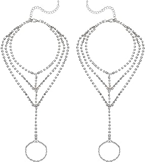 OJERRY Set 2 Summer Vacation Beach Pearl Bead Barefoot Sandals for Women Sexy Foot Jewelry