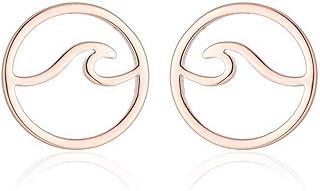 Stainless Steel Sea Ocean Wave Summer Holiday Stud Earrings