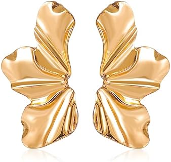 Flower Earrings Boho Layered Floral Petal Dangle Drop Earrings Gold Flower Statement Earring for Women Girls