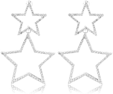 Charming Star Drop Earrings with Rhinestones for Women and Teen Girls in Dangle Design