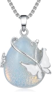 Women's Enchanting Butterfly/Dragonfly Pendant Necklace with Cable Chain and Pear-Shaped Moonstone Gemstone - Ideal Gift for Ladies and Girls