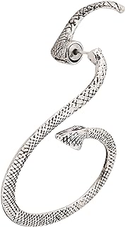 Push-Back Zinc Gothic Women Snake Cuff Earrings, Single Statement Punk Fashion Accessory for Halloween, Christmas, New Year Gift, No Gemstone