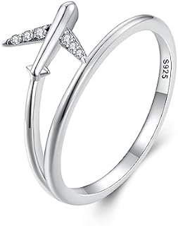 925 Sterling Silver Cubic Zirconia Airplane Engagement Ring for Women and Girls, Adjustable Travel-Inspired Promise Band, Size 8