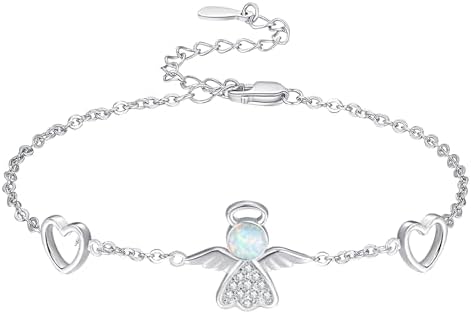 Lobster Claw Clasp Angel Wing Cuff Bracelet, Rolo Chain, 925 Sterling Silver, For Women and Girls - Guardian Angel Design