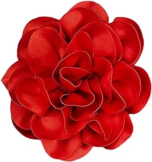 Dainty Satin Fabric Rose Flower Extra Large Big Brooches Lapel Pins Delicate Elegant Silk Camellia Flower Oversized Brooch Pin for Women Wedding Party Dance Banquet Dress Suit Ceremony Clothes Accessories Jewelry Gifts 7.5in