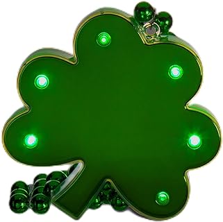 Windy City Novelties LED Light Up Large Green St. Patrick's Day Shamrock Beaded Necklace