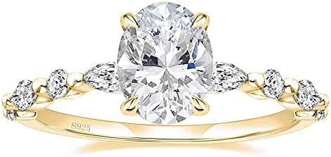 EAMTI 925 Sterling Silver Ring Oval Cut Cubic Zirconia Engagement Rings Solitaire Halo Promise Ring For Women Size 3-13
