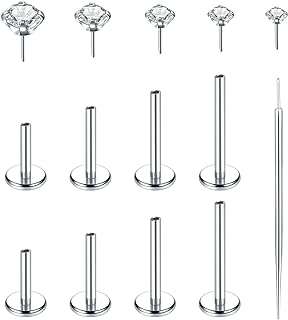 LOKFF 16G/18G/20G Threadless Labret Jewelry Surgical Steel Threadless Nose Stud Push in Lip Nose Stud Rings Monroe Tragus Helix Cartilage Earrings Piercing Jewelry