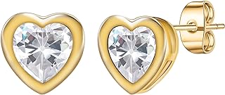 Gold Stud Earrings for Women 14k Gold Plated Silver Rose Gold Cute Earrings Pearl Heart Mushroom Evil Eye Starfish Snowflake Crescent Moon Star Dainty Fashion Diamond Small Trendy Earings Hypoallergenic Jewelry Gifts for Teen Girls