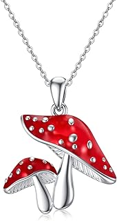 LONAGO Mushroom Necklace for Women 925 Sterling Silver Snail with Mushroom Pendant Necklace