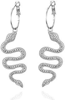 Snake Earrings 14K Gold Plated Dangle Earrings Personalized Punk Animal Hypoallergenic Fashion Rhinestone Ear Jewelry for Women