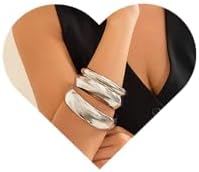Denifery 3PCS Chunky Gold Bangle Bracelets Trendy Wide Chunky Cuff Bracelets Hammered Wrist Cuff Wrap Bracelet for Women Girls