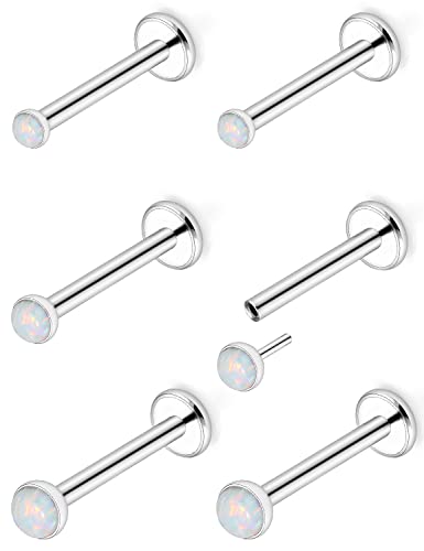 20G 18G Threadless Push in Nose Rings Studs Surgical Steel Pushin Nose Stud 2mm 2.5mm 3mm Round Opal Nose Piercing Jewelry for Women Men