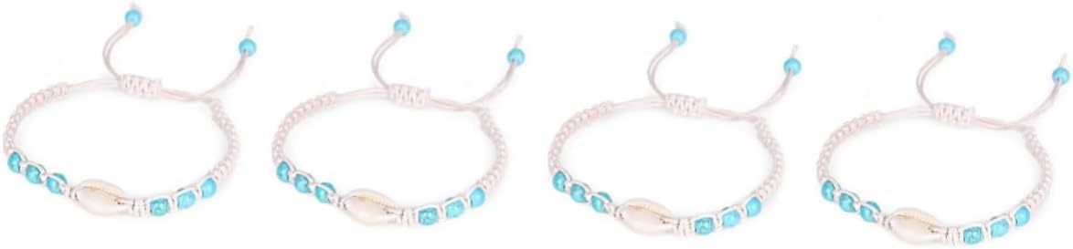 Amosfun 4 Pcs Woven Bracelet Jewelry Bracelets for Women Beach Bracelet Girls Shell Bangle Conch Bracelet Women