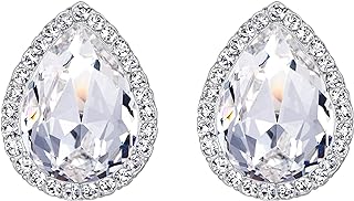 EVER FAITH Women's Austrian Crystal Wedding Teardrop Stud Earrings