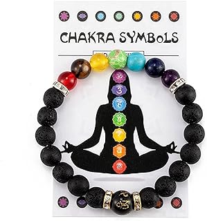 Natural Agate Stone and Alloy Bead Chain Bracelet with Lobster Claw Clasp for Women, 7 Chakra Design Healing Jewelry, Ideal for Stress Relief & Energy Yoga Practice