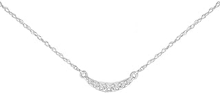 Keepsake Small Curved Bar Diamond Necklace for Women in 10k White or Yellow Gold 1/20ct (I-J, I3), 17 inch