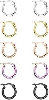 FASACCO Colorful Hoop Earrings Surgical Steel Hoop Earrings for Women Loop Earrings 10mm/15mm/20mm/25mm