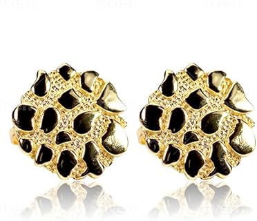 Men's Large Circle Shape 14K Yellow Gold Plated Solid 925 Sterling Silver Round 90's Old School Retro Big Nugget Hip Hop Screw Back Post Stud Earrings For Men