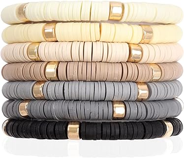 RIAH FASHION Bohemian Multi-Strand White Gold Bead Chain Bracelet with Spring Ring Clasp