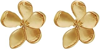 Gold Flower Earrings for Women Large Flower Stud Earrings Gold Statement Earrings Chunky Floral Earrings Women Jewelry Gift