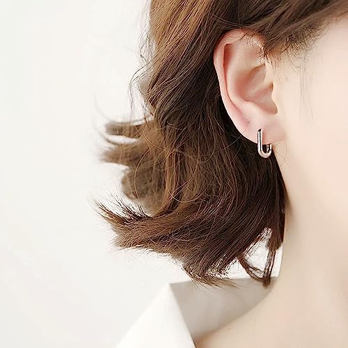 925 Sterling Silver Hoop Earrings, Hypoallergenic Small U Hoop Earrings, Minimalist Huggie Earrings for Women Teen Girls Jewelry Gifts Silver/Gold