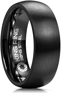 Matte Black 8mm Domed King Ring – Stainless Steel Male Wedding Band, Hypoallergenic, Size 7, No Gemstone, Super Polished Finish Design - Made in USA