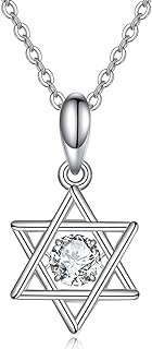 Star of David/Heart/Pentagram 925 Sterling Silver Necklace for Women, Dancing Zircon Pendant Jewelry for Girls, Safe Multi Shape Silver Jewelry Gifts for Mother, Wife, Birthday