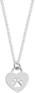 Boma Jewelry Sterling Silver Heart with Cut-Out Paw Pendant Necklace, 18 Inches