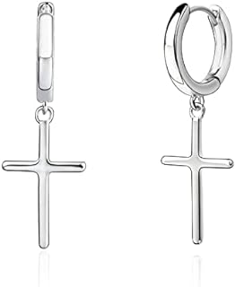 Ldurian Cross Spike Punk Earrings for Women - Lock Punk Hamsa Hand Drop Dangle Earrings - 14K Gold Plated CZ Starfish Huggie Drop Earrings