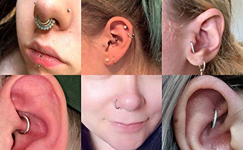 Cartilage Hoop Earring 316L Surgical Steel Conch Daith Helix Piercing Jewelry Nose Rings Hoops Septum Ring 20G 18G 16G 14G CZ Opal