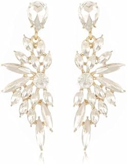 Rhinestone Statement Earrings Cluster Crystal Drop Dangle Earrings Teardrop Chandelier Earrings Dangling Prom Wedding Bridal Earrings for Women Girls