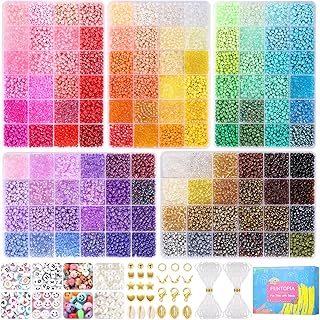 Funtopia Bracelet en Perles de Rocaille idéal pour Bijoux, 120 Couleurs Perles Vives de 4mm, avec 13000 Pièces et Perles Lettres, pour Adultes et Enfants Créatifs
