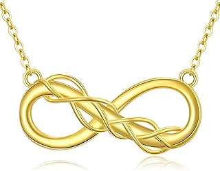 14k Real Gold Infinity Pendant Necklace with Rolo Chain for Women, Perfect Gift for Mom, Wife, Girlfriend, Grandma - Symbol of Eternal Love and Friendship