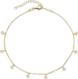 Gem Stone King 925 Sterling Silver White Moissanite Anklet Bracelet For Women (0.40 Cttw, Adjustable Up to 11 Inch)
