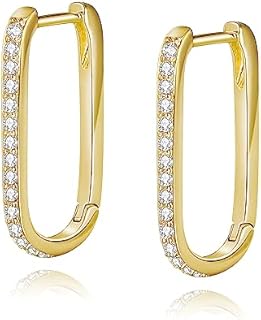 Hinged Hoop Cubic Zirconia Earrings - 14K Gold Plated Brass for Women and Teens - Hypoallergenic Mini Hoop Design