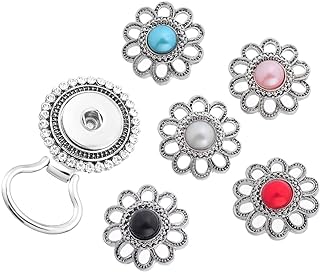 Sunflower Inspired MJartoria Brooch with Durable Alloy Clasp, Interchangeable Rhinestone Eye and Flower Snap Buttons, Combined with Gemstone and Glass - A Unique Love Gift for Jewelry Enthusiasts