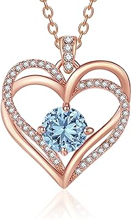 Heart Pendant Necklace for Women with Birthstone - 18K Gold Plated | Gift for Women and Girls on Anniversary and Birthday