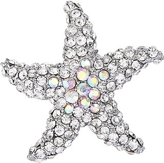 EVER FAITH Women's Austrian Crystal Dazzling Starfish Brooch Silver-Tone