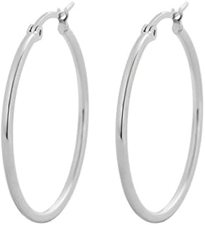 Edforce Stainless Steel Rounded Hoops Earrings (20mm-60mm Diameter)