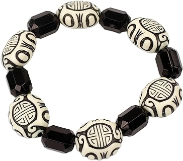 No-Clasp Ghanaian Beaded Bracelet, Handmade with Recycled Plastic on Bead Chain, for Eco-Conscious Accessory Lovers, Rustic Glory Design – NOVICA