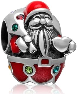 Christmas Santa Claus Charm Authentic 925 Sterling Silver Beads Xmas Gifts fit for Christmas Theme Bracelet & Necklace