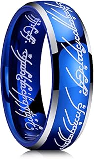 King Will 7mm Tungsten Carbide Ring for Men Blue Magic of The Rings Ring Wedding Band for Men Women Comfort Fit High Polished